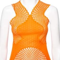 Stella McCartney Orange Lace & Mesh Inset Sleeveless Maxi Dress XS