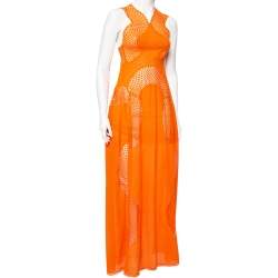 Stella McCartney Orange Lace & Mesh Inset Sleeveless Maxi Dress XS