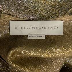 Pre Owned Stella McCartney Metallic Silk & Wool Trimmed Top S