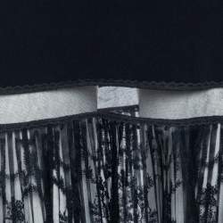 Pre Owned Stella McCartney Black Crepe & Lace Trimmed Skirt M