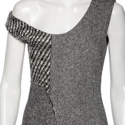 Pre Owned Stella McCartney Monochrome Patchwork Wool Knit Midi Dress M