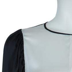 Pre Owned Stella McCartney Monochrome Gathered Sleeve Silk Blouse M