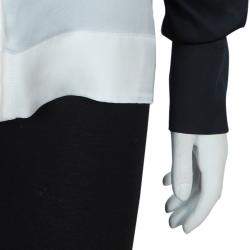 Pre Owned Stella McCartney Monochrome Gathered Sleeve Silk Blouse M