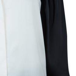 Pre Owned Stella McCartney Monochrome Gathered Sleeve Silk Blouse M
