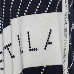 Pre Owned Stella McCartney Navy Blue Logo Intarsia Knit Long Poncho S