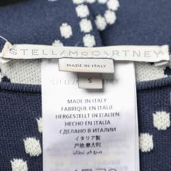 Pre Owned Stella McCartney Navy Blue Logo Intarsia Knit Long Poncho S