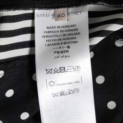 Stella McCartney Monochrome Polka Dotted Silk Wide Leg Pants S
