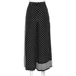 Stella McCartney Monochrome Polka Dotted Silk Wide Leg Pants S