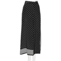 Stella McCartney Monochrome Polka Dotted Silk Wide Leg Pants S