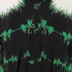 Stella McCartney Black Tie-Dye Printed Silk Asymmetrical Draped Blouse M 