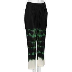 Stella McCartney Black Tie-Dye Printed Silk Pants M
