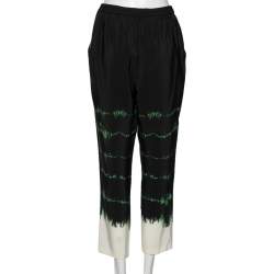 Stella McCartney Black Tie-Dye Printed Silk Pants M