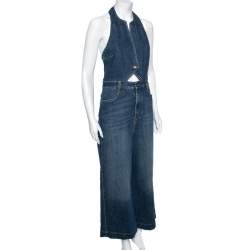 Pre Owned Stella McCartney Blue Denim Halterneck Jumpsuit M