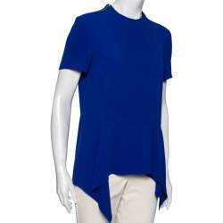 Pre Owned Stella McCartney Blue Crepe Zip Detail Top M