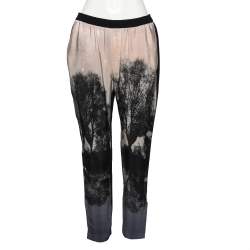 Pre Owned Stella McCartney Pink and Black Crepe Tree Printed Trouser M