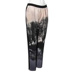Pre Owned Stella McCartney Pink and Black Crepe Tree Printed Trouser M