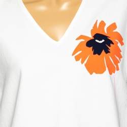 Pre Owned توب ستيلا مكارتيني قطن أبيض مزخرف باتش مقاس وسط - ميديوم