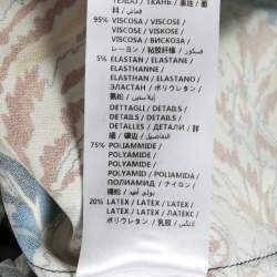 Pre Owned Stella McCartney Navy Blue Stretch Crepe Cat Print Blouse S