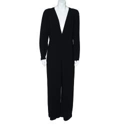 Stella McCartney Black Crepe Plunging Neck Jumpsuit L