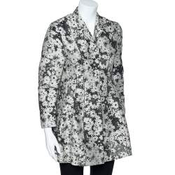 Pre Owned Stella McCartney Monochrome Floral Jacquard Button Front Jacket S