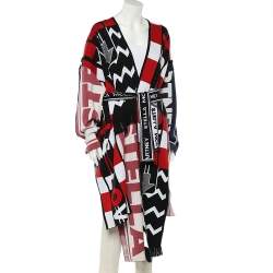 Pre Owned Stella McCartney Multicolor All Is Love Patched Wool Belted Oversized Shrug S