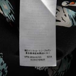 Pre Owned Stella McCartney Black Swan Printed Silk Button Front Shirt L