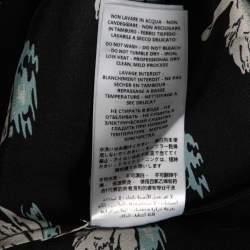 Pre Owned Stella McCartney Black Swan Printed Silk Button Front Shirt L