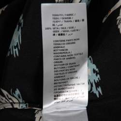 Pre Owned Stella McCartney Black Swan Printed Silk Button Front Shirt L