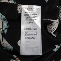 Pre Owned Stella McCartney Black Swan Printed Silk Button Front Shirt L