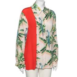 Stella McCartney Multicolor Parrot Printed Silk Button Front Shirt L