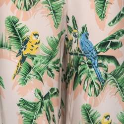 Pre Owned Stella McCartney Multicolor Parrot Printed Silk Wide Leg Pants L