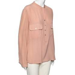 Pre Owned Stella McCartney Peach Silk Pocket Detail Blouse L