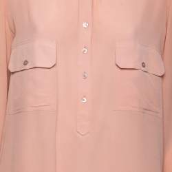 Pre Owned Stella McCartney Peach Silk Pocket Detail Blouse L