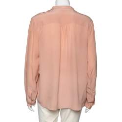 Pre Owned Stella McCartney Peach Silk Pocket Detail Blouse L