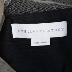 مملوكة مسبقًا فستان ستيلا مكارتني ساتان وتول كريمي وأسود بحافة غير متساوية مقاس صغير - سمول