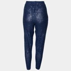 Pre Owned Stella McCartney Blue Sequin Embellished Knit Pants M