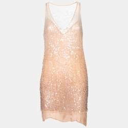 Pre Owned Stella McCartney Pink Ombre Sequin Embellished Tulle Top M