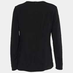 Pre Owned Stella McCartney Black Crepe Patch Detail Long Sleeve Top S