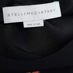 Pre Owned Stella McCartney Black Crepe Patch Detail Long Sleeve Top S