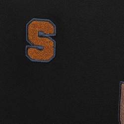 Pre Owned Stella McCartney Black Crepe Patch Detail Long Sleeve Top S