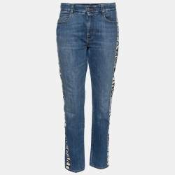 Pre Owned Stella McCartney Blue Denim Side Panel Logo Pants M