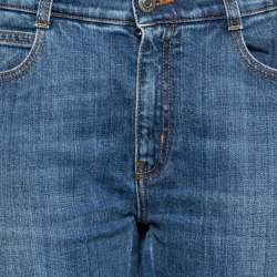 Pre Owned Stella McCartney Blue Denim Side Panel Logo Pants M