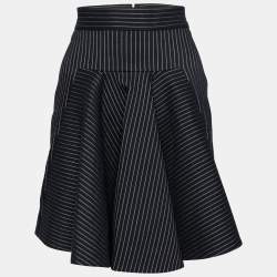 Stella McCartney Black Cotton Striped Flared Mini Skirt S