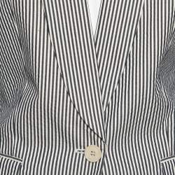 مملوكة مسبقًا Stella McCartney White and Black Cotton Striped Blazer M