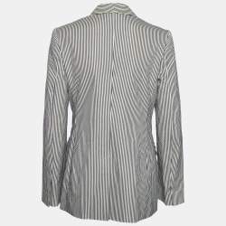 مملوكة مسبقًا Stella McCartney White and Black Cotton Striped Blazer M