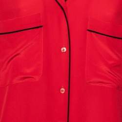 Pre Owned Stella McCartney Red Silk Front Pocket Shirt M