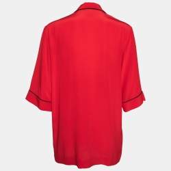 Pre Owned Stella McCartney Red Silk Front Pocket Shirt M