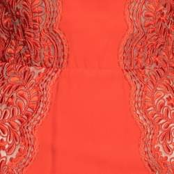 Pre Owned فستان ستيلا مكارتني كريب أحمر مطرز دانتيل مفتوح بلا حمالات طويل مقاس صغير ( سمول )