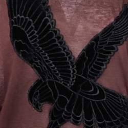 مملوكة مسبقًا بلوزة ستيلا مكارتني قطن بني تطريز نسر مقاس متوسط