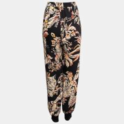 Pre Owned Stella McCartney Multicolor Printed Crepe Rib Knit Trimmed Joey Trousers L